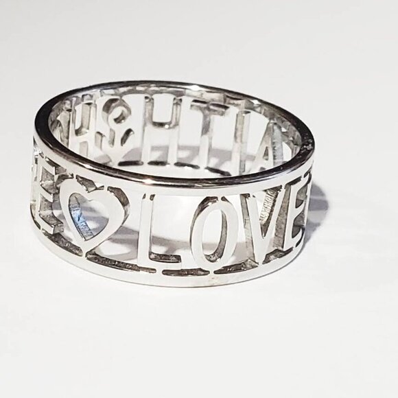 NEW LOVE HOPE RING BAND SZ 7 SILVER PLATED PROTECTION BLESSING - Picture 1 of 5